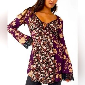 FREE PEOPLE New Boho Tunic blouse 💜🤎